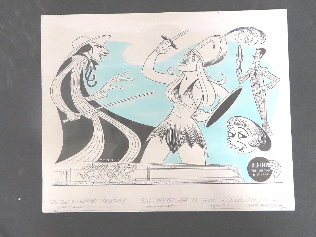 On the Twentieth Century. 1978: Cullum, Klein, Kahn, Coco. Original pen and ink drawing by Sam Norkin. Signed Norkin and dated Feb. 19, 1978. 16" x 20"