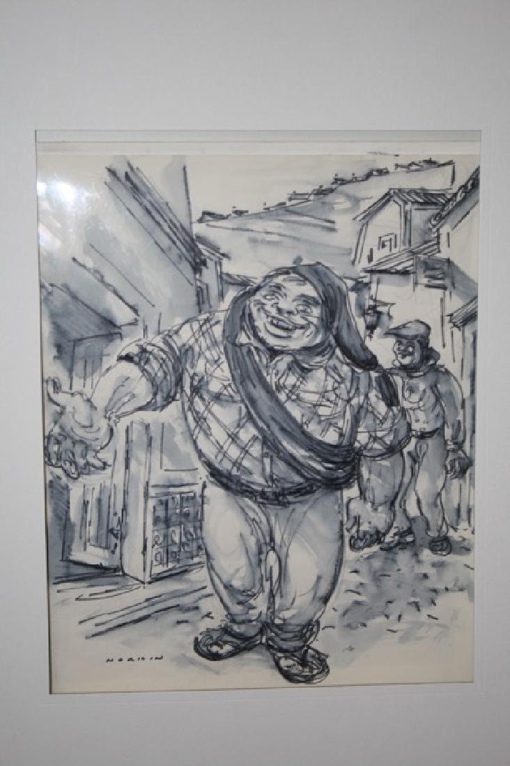 Sam Norkin. Watercolor. Portugese Fisherman. Sgd.: Portugal. Friendly Fisherman. Nazare. Matted. Signed Norkin 14" x 11"