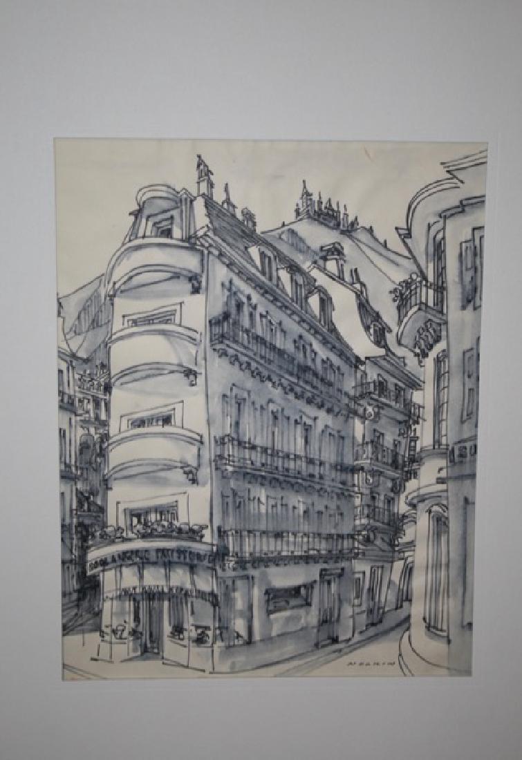 Sam Norkin. Watercolor. Montreux. Signed.: Matted. 14" x 11"