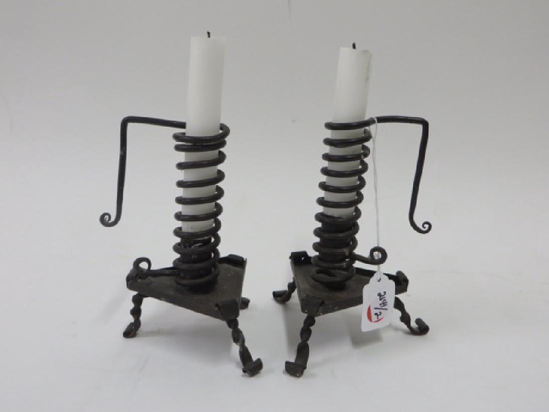 Pr.Antique Wrought Iron Spiral Candlesticks (1 of 2)