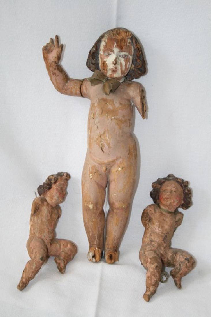 Italian 18th C Carved Wooden Putti Figures. (1 of 6)