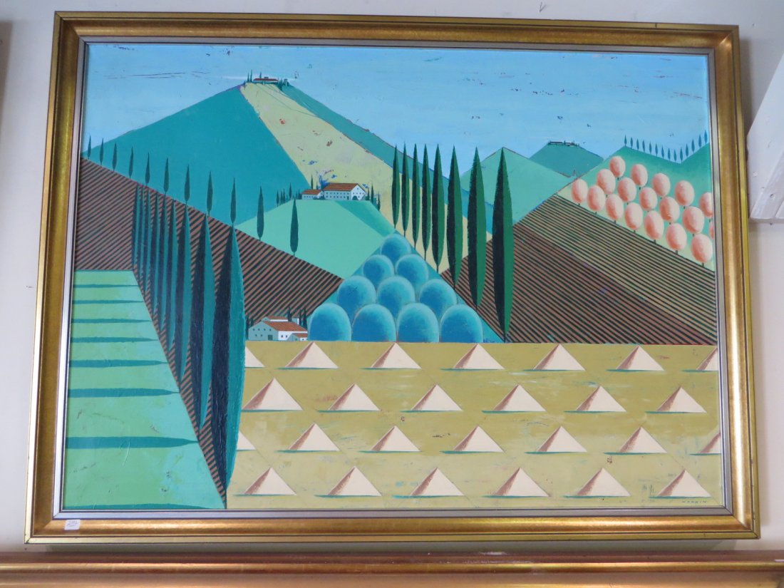 Sam Norkin. Oil on Canvas. Signed: Abstract Landscape. Signed L. R. Norkin. 24"H. x 36"W.