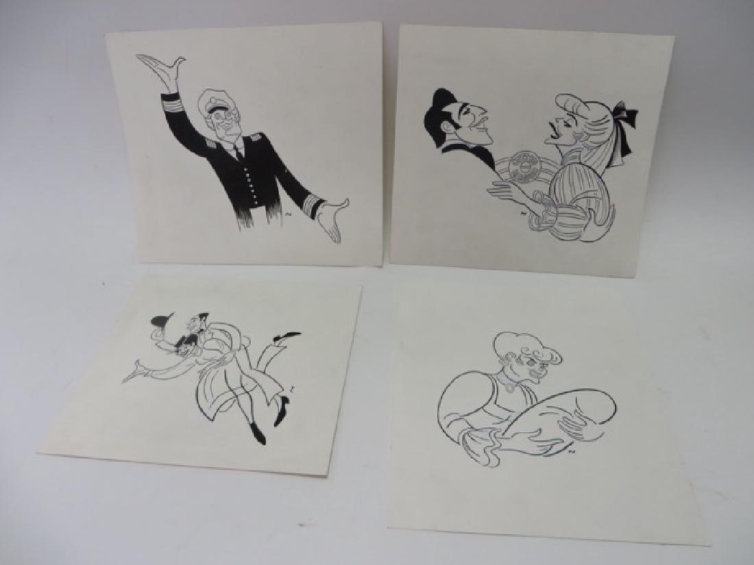 Sam Norkin Original Pen and Ink Illustrations (4): One is Cotton Blossom. Signed in an unuaual way with a Capital "N". 10-1/4" x 11"; 9" x 10-1/4"