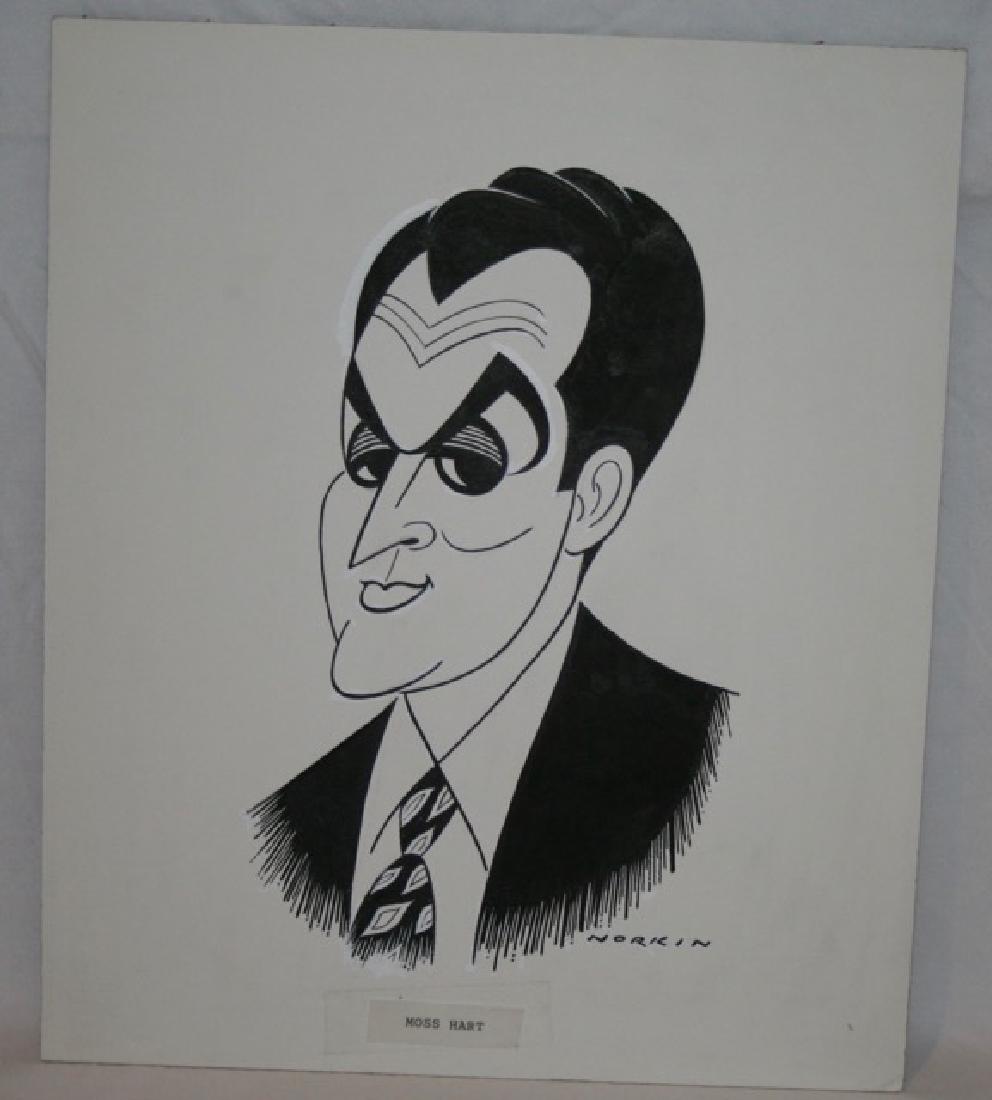 Sam Norkin Pen and Ink Illustration Sgd: Signed Norkin. Moss Hart. 12" x 10"