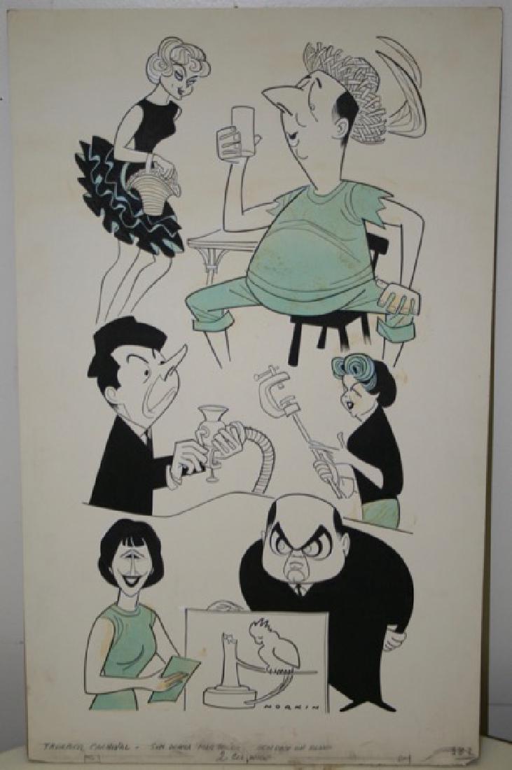 Sam Norkin. Pen and Ink Illustration: Original pen and ink illustration. Thurber Carnival. March 20, 1960. Signed Norkin. 22-1/2" high x 14" wide