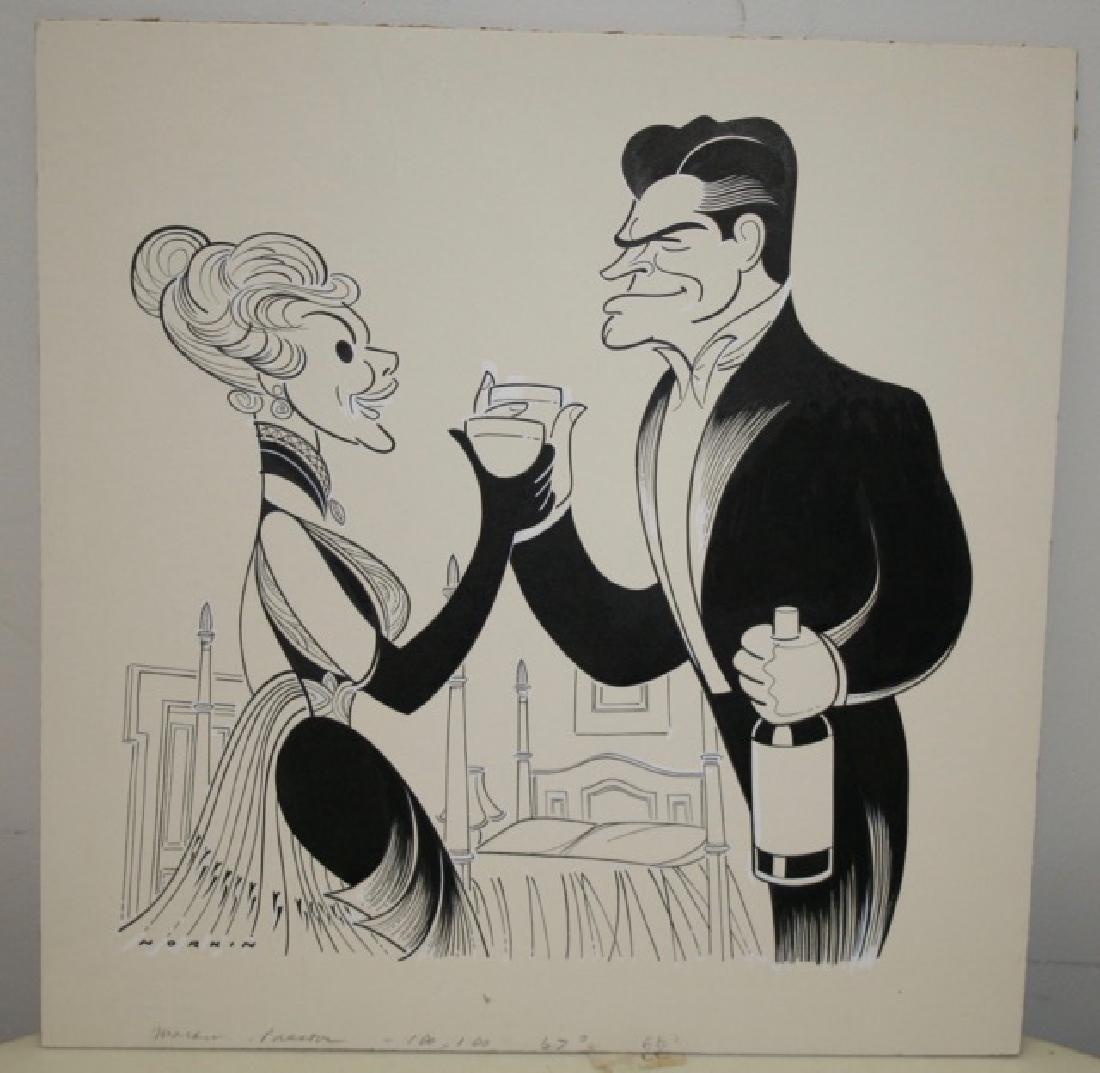 Sam Norkin. Pen and Ink Illustration: Original pen and ink illustration. I Do, I Do. Markin, Prector. 1966-1967? Signed Norkin. 16-1/4" high x 16" wide