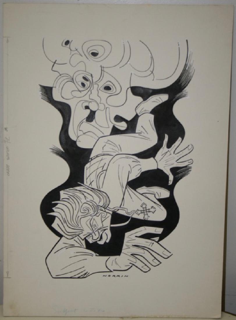 Sam Norkin. Pen and Ink Illustration: Original pen and ink illustration. Subject to Feto. Signed Norkin. 21" high x 15" wide