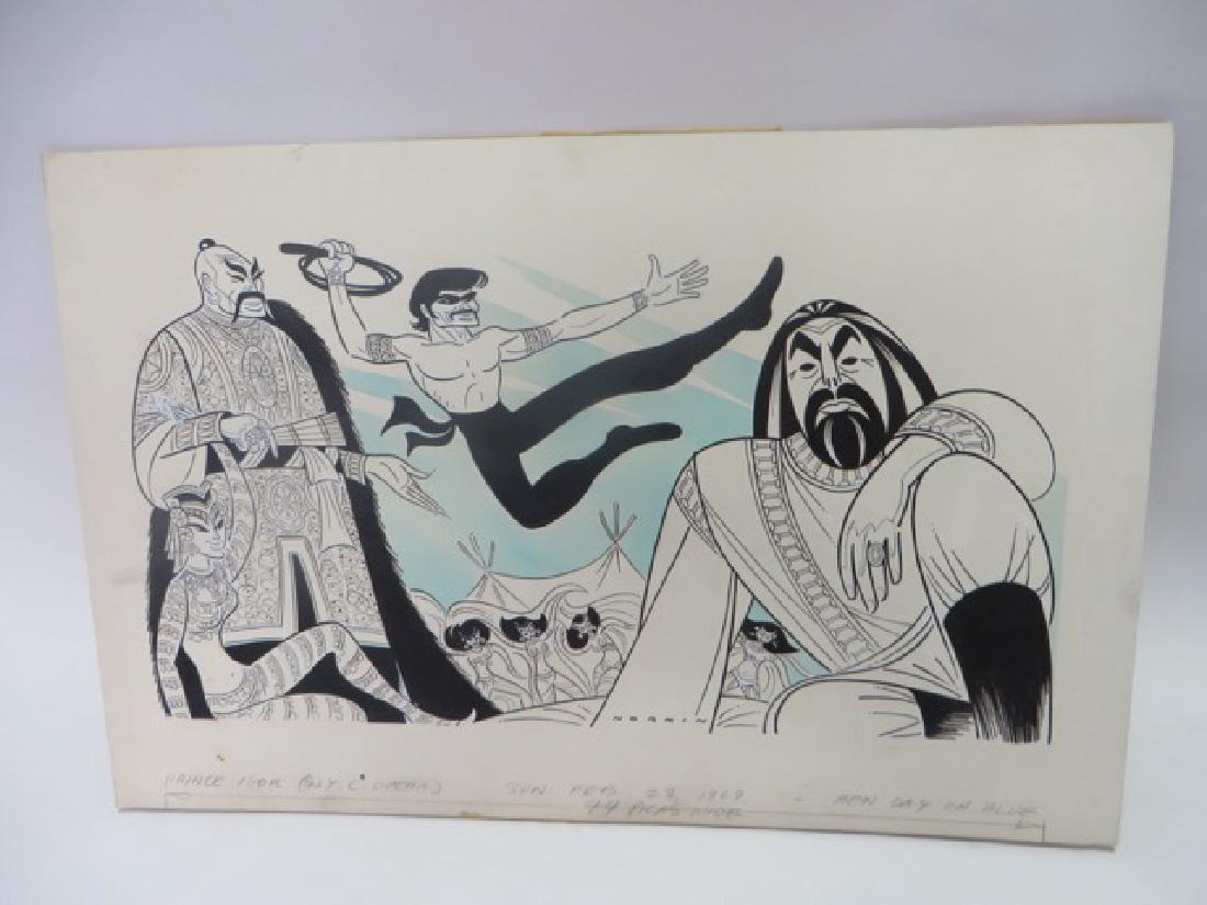 Sam Norkin. Pen and Ink Illustration: Original pen and ink illustration. Prince Igor. NYC Opera. Signed Norkin. 17" H x 25.5" W