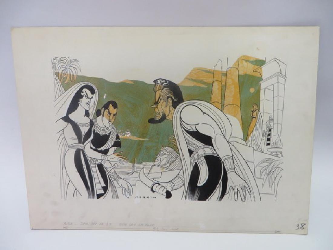 Sam Norkin. Pen and Ink Illustration: Original pen and ink illustration. Aida. 05/13/63. Signed Norkin. 16.5"H x 24.5"W