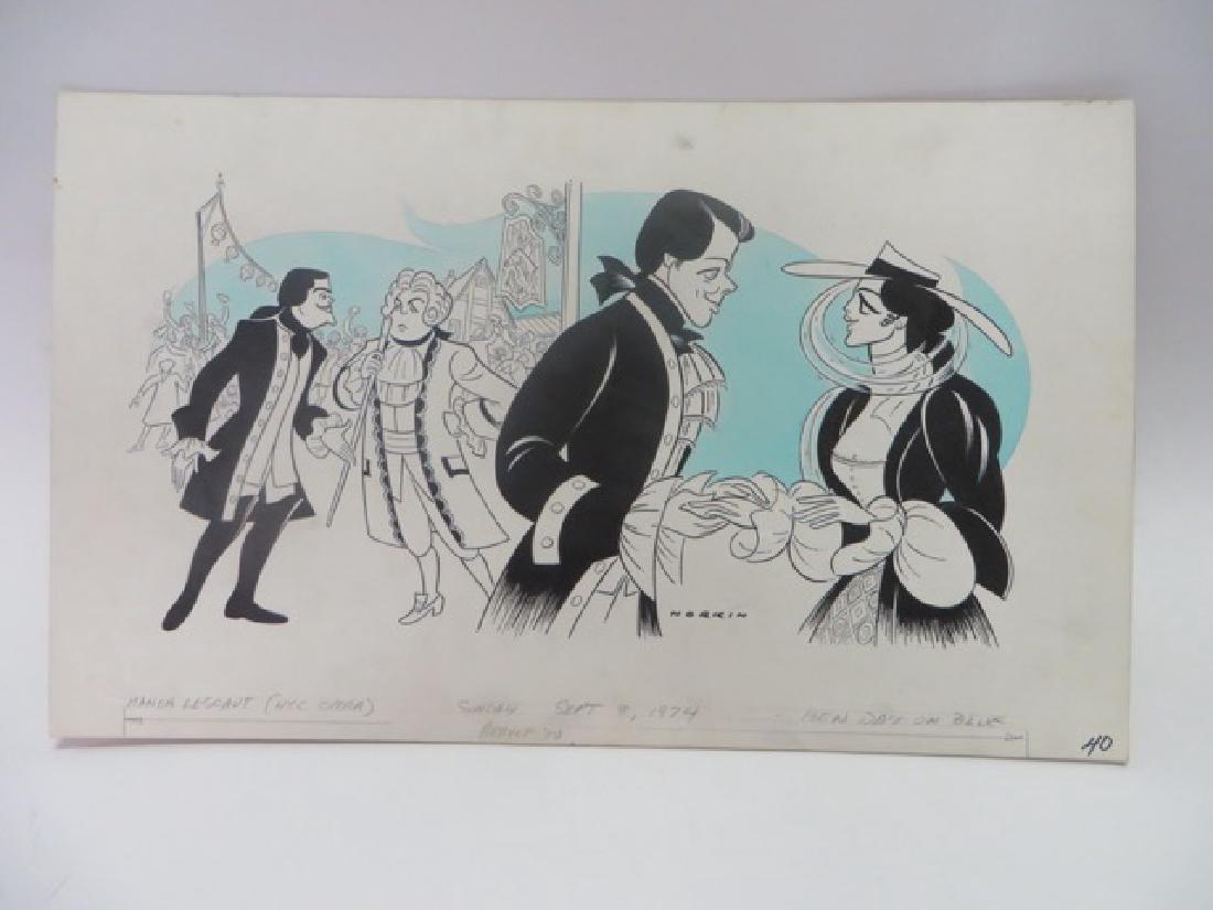 Sam Norkin. Pen and Ink Illustration: Original pen and ink illustration. Manon Lescaut NYC Opera. 09/08/74. Signed Norkin. 13.5"H x 22.5"W