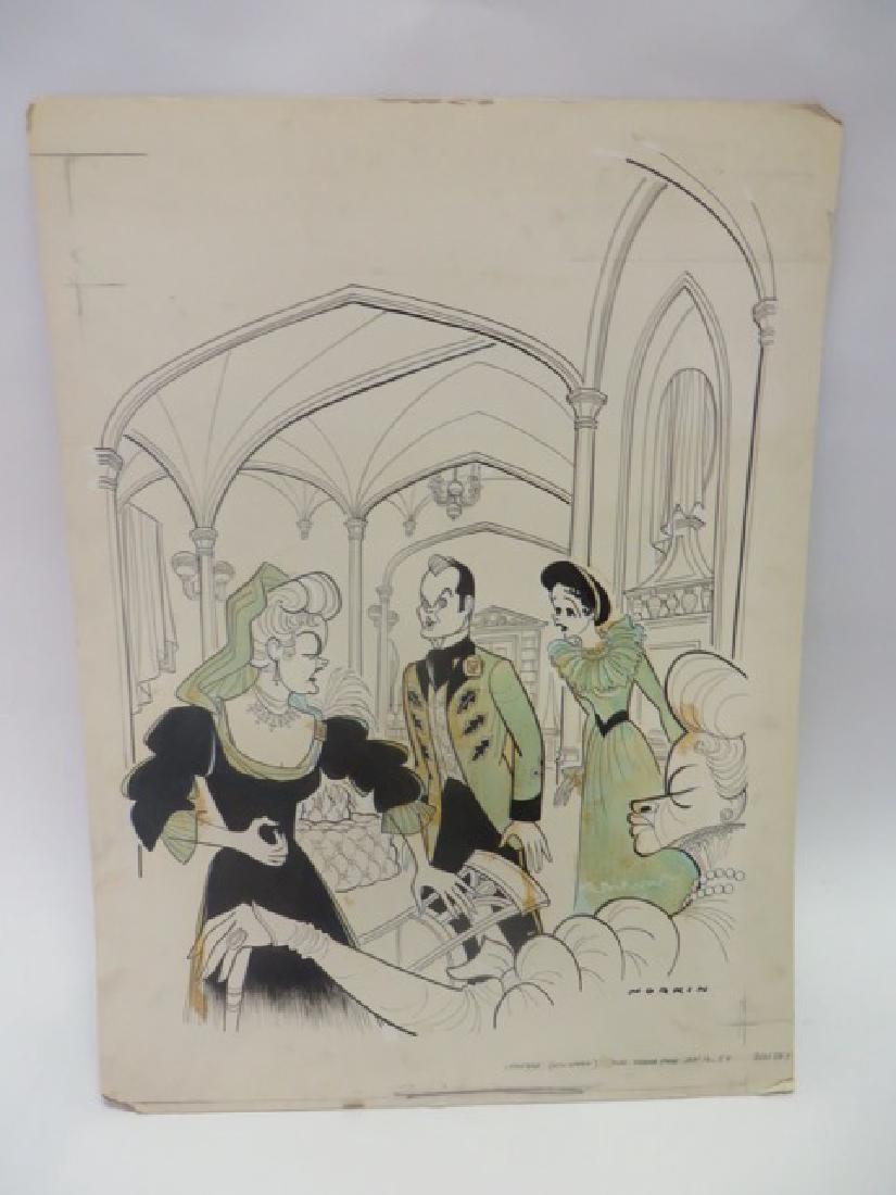 Sam Norkin. Pen and Ink Illustration: Original pen and ink illustration. Vanessa New Opera. 01/12/58. Signed Norkin. 25"H x 19"W