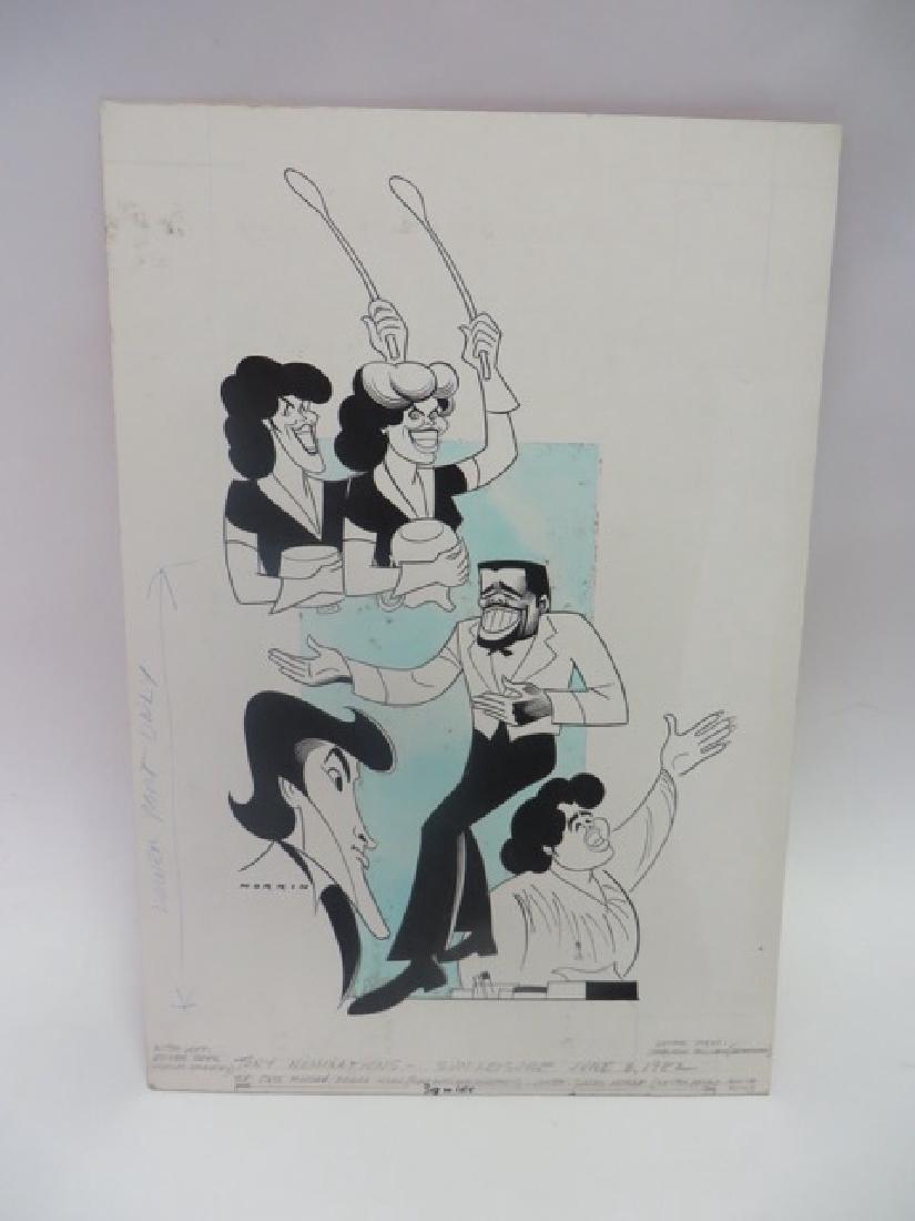 Sam Norkin. Pen and Ink Illustration: Original pen and ink illustration. Tony Nominations. Cass Morgan, Debra Monk, Zakes Mokae, Jennifer Holiday. 06/06/1982. 21" H x 14.5"W