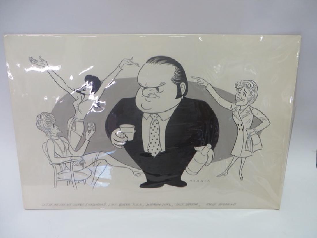 Sam Norkin. Pen and Ink Illustration: Original pen and ink illustration. Last of the Red Hot Lovers(Washington). Ginger Flick, Rosemary Prinz, Jack Weston, Marge Redmond. Signed Norkin. 18" H x 27" W