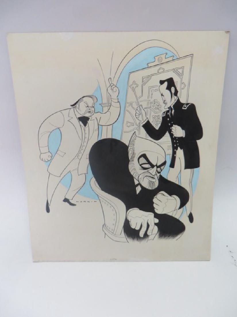 Sam Norkin. Pen and Ink Illustration: Original pen and ink illustration. The Andersonville Trial. NY Daily News. 12/22/59. Signed Norkin. 19.75"H x 16.75"W