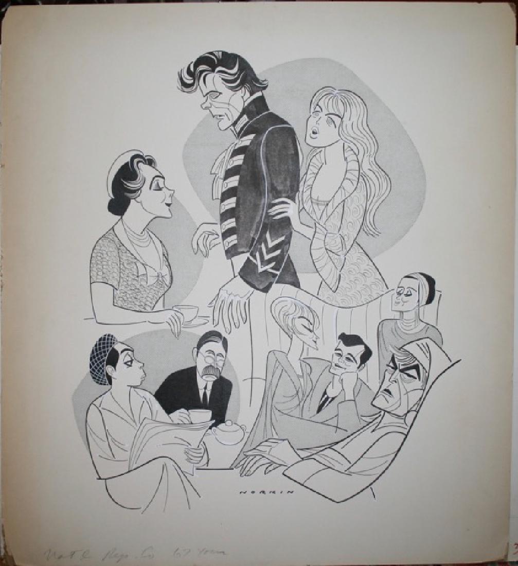 Sam Norkin. Pen and Ink Illustration Sgd.: Signed Norkin. National Reperatory Company, 1967 Tour. 23" x 21"