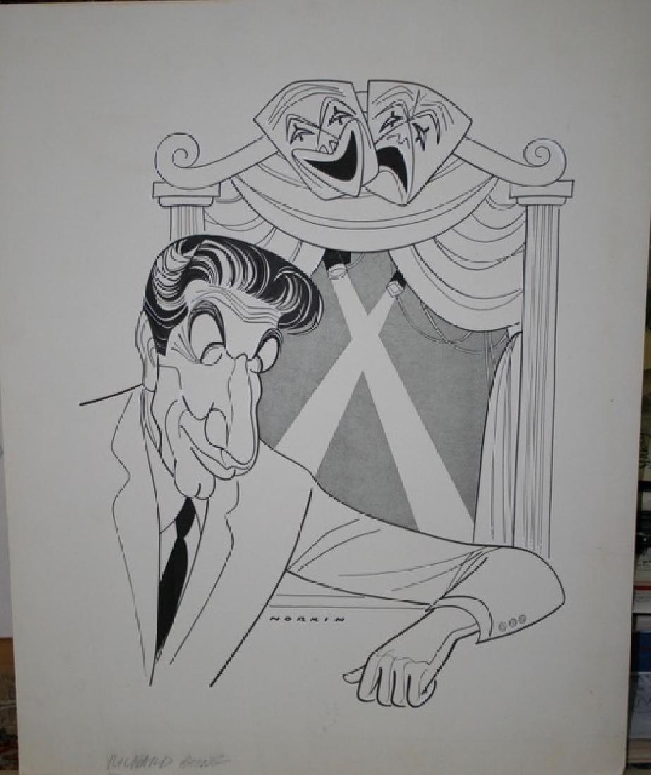 Sam Norkin. Pen and Ink Illustration Sgd.: Signed Norkin. Richard Boone. 23" x 18"