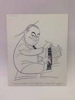 Sam Norkin Pen and Ink Illustration Sgd: Sigmund Romberg. Triple Threat Man Composer Pianist Conductor 1946. Signed Norkin. 15-1/2" x 12-1/2"