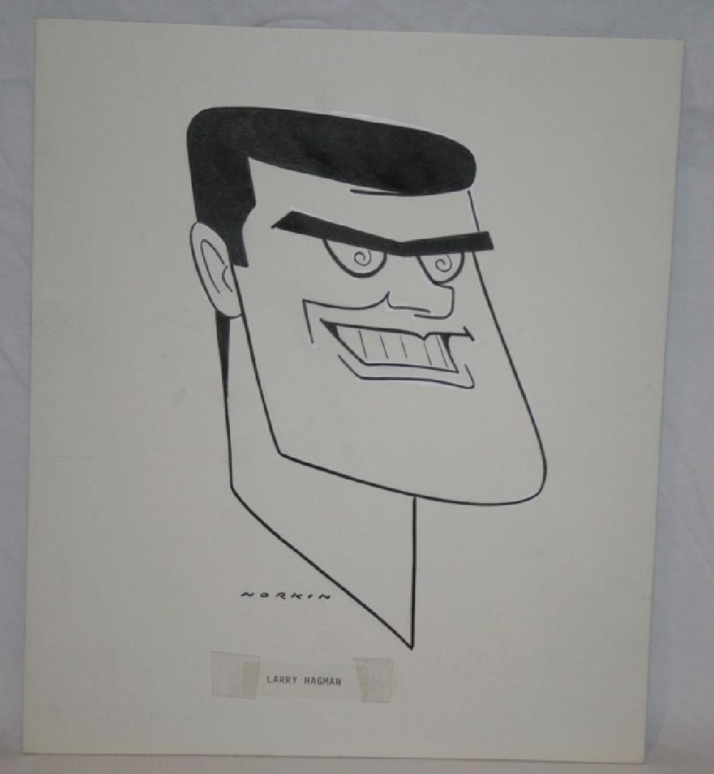 Sam Norkin Pen and Ink Illustration Sgd: Signed Norkin. Larry Hagman. 11-1/2" x 10"