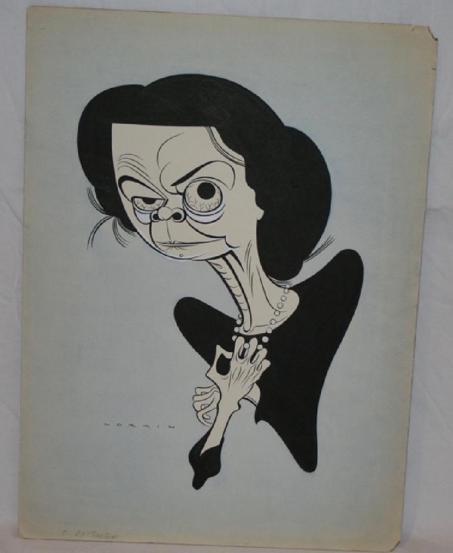 Sam Norkin Pen and Ink Illustration Sgd: Signed Norkin. Early illustration of American Journalist and News Editor, Cissie Patterson. 15-1/2" x 12"