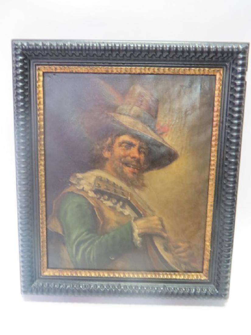 18th C. French Oil. Musician. Signed (1 of 3)