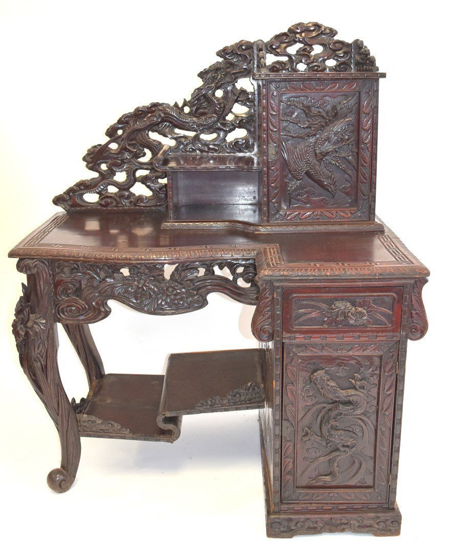 19th C. Carved Oriental Desk (1 of 6)