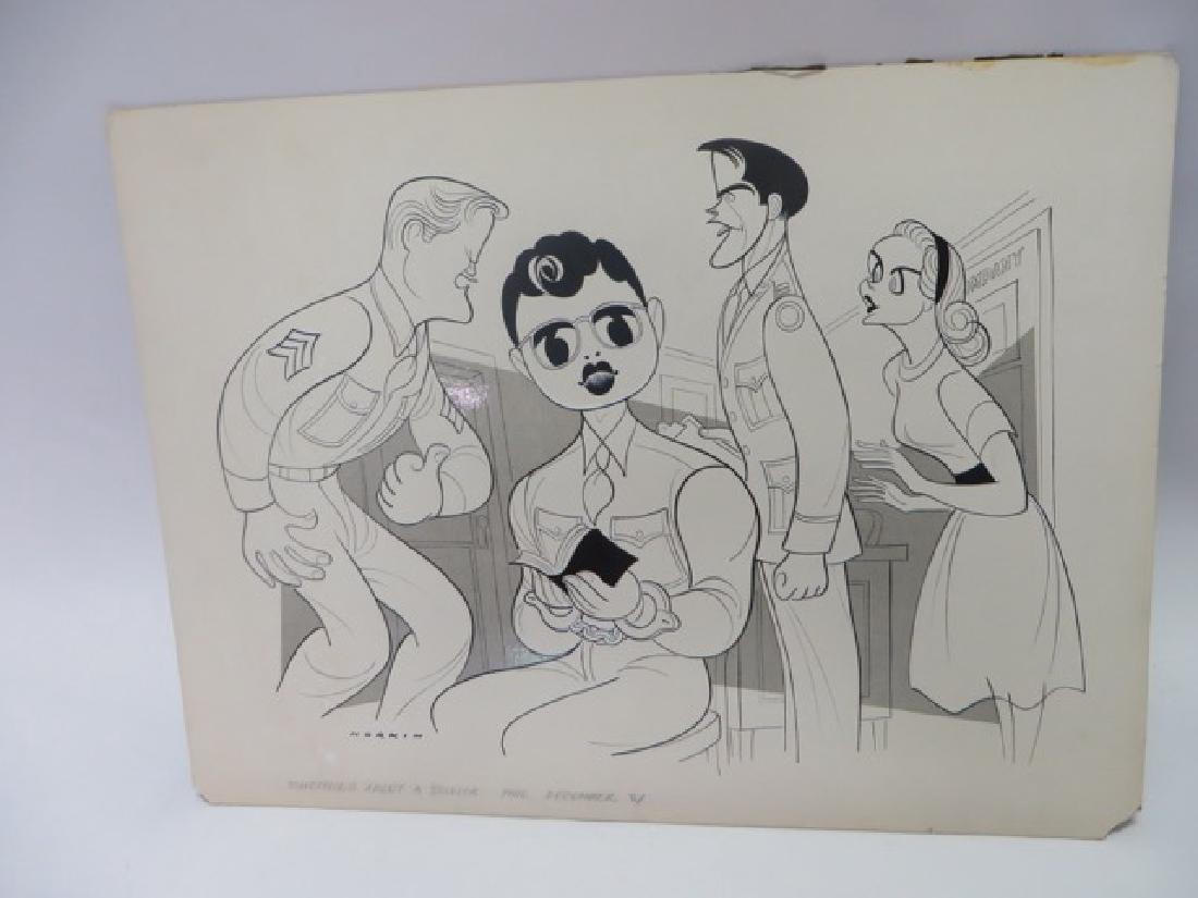 Sam Norkin. Pen and Ink Illustration: Original pen and ink illustration. Something About a Soldier. Philadelphia Dec. 1961. 18.25"H x 24.25"W
