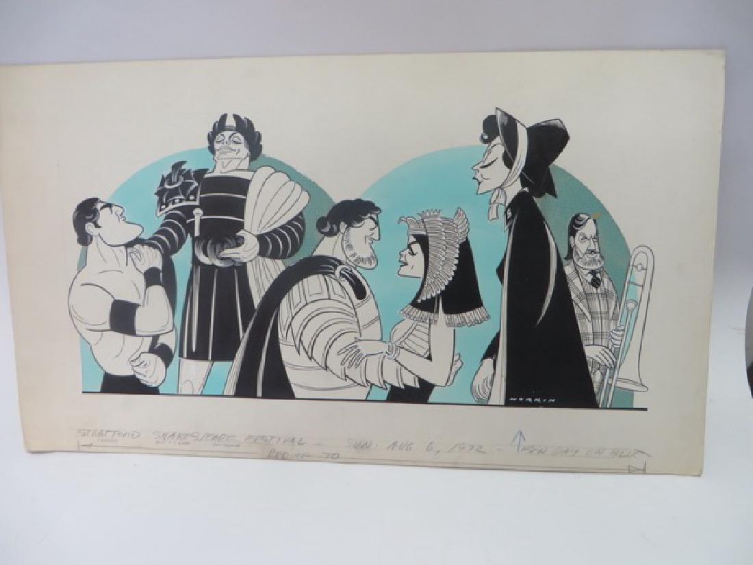 Sam Norkin. Pen and Ink Illustration: Original pen and ink illustration. Strattford Shakespeare Festival. Sunday 08/06/1972. 16.25"H x 28.25"W