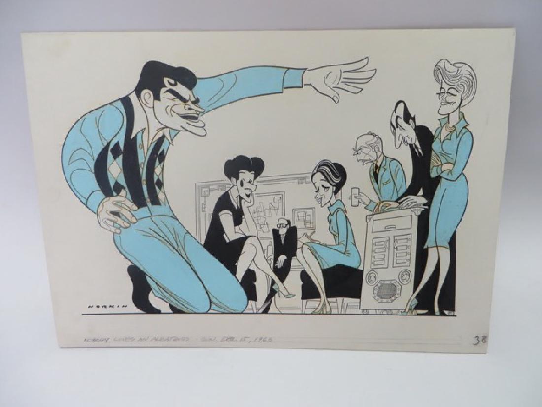 Sam Norkin. Pen and Ink Illustration: Original pen and ink illustration. Nobody Loves an Albatross. Sunday 12/15/1963. 14.25"H x 20.50" W