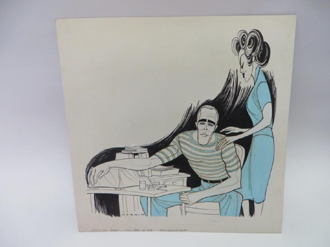 Sam Norkin. Pen and Ink Illustration: Original pen and ink illustration. A Gift of Time. Sunday 02/18/1962. 18"H x 18"W