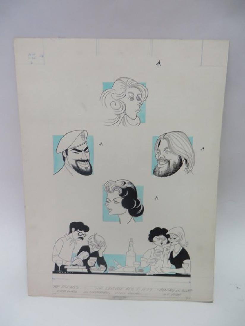 Sam Norkin. The Oscars. Signed: Original pen and ink. For Sunday Leisure, April, 1979. Robert De Niro, Jill Clayburgh, Ingrid Bergman and Jon Voight. Signed Norkin. 22 x 16
