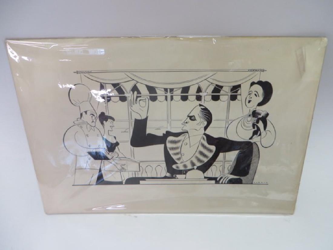 Sam Norkin. Pen & Ink Illustration. Sgd.: Now I Lay Me Down to Sleep, Frederic March, Henry Lascoe and Helen Seamon. With a typed explanation of the scene depicted at the back. Signed Norkin L. R and with a pencil inscription at the back "To 