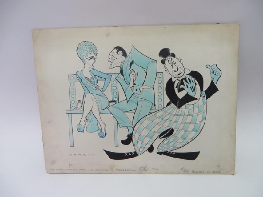 Sam Norkin. Original Pen and Ink. Sgd.: Burlesque" with Bert Lahr, Jean Parker and Charles G. Martin. Signed L.L. 16 1/2" x 22