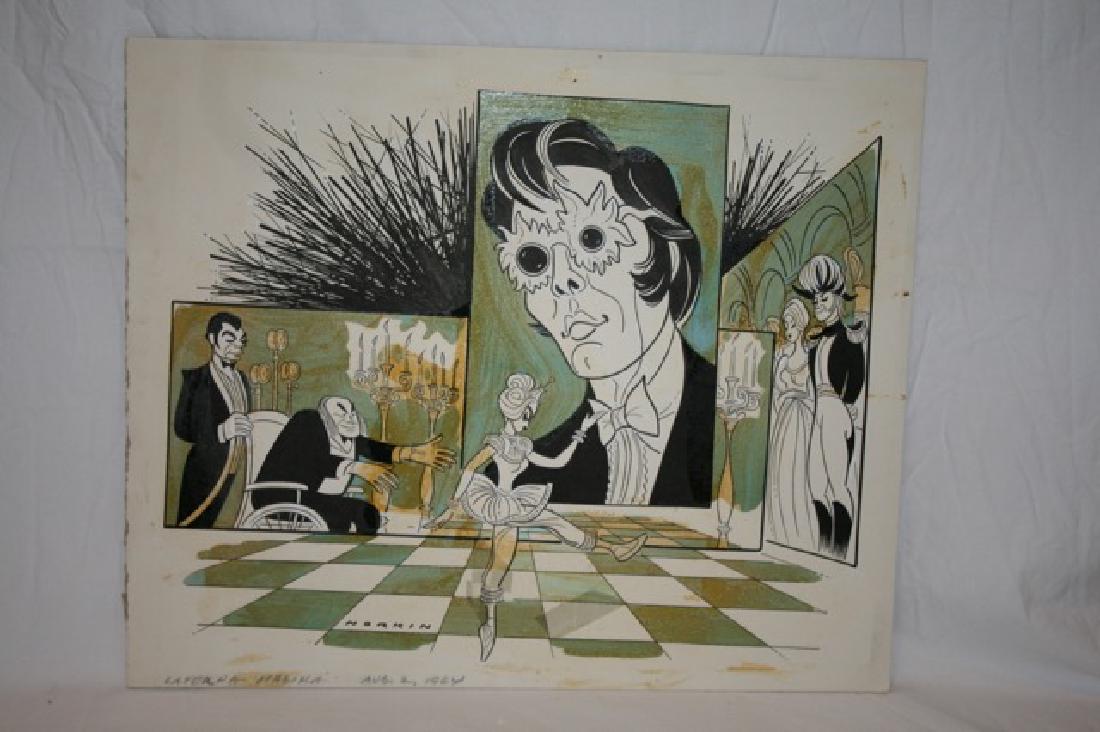 Sam Norkin Pen and Ink Illustration Sgd: Signed Norkin. Laterna Magika. Aug. 2, 1964. 15" x 18"