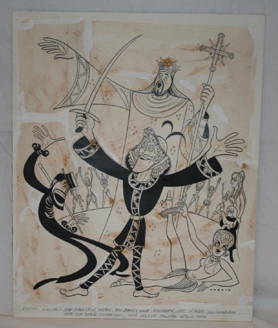 Sam Norkin Pen and Ink Illustration Sgd: Signed Norkin. Pippin. 10-22-72. John Rubinstein, Eric Berry, Ben Vereen, Jill Clayburgh, Shane Nickerson, Leyland Palmer. 17" x 13-1/2"