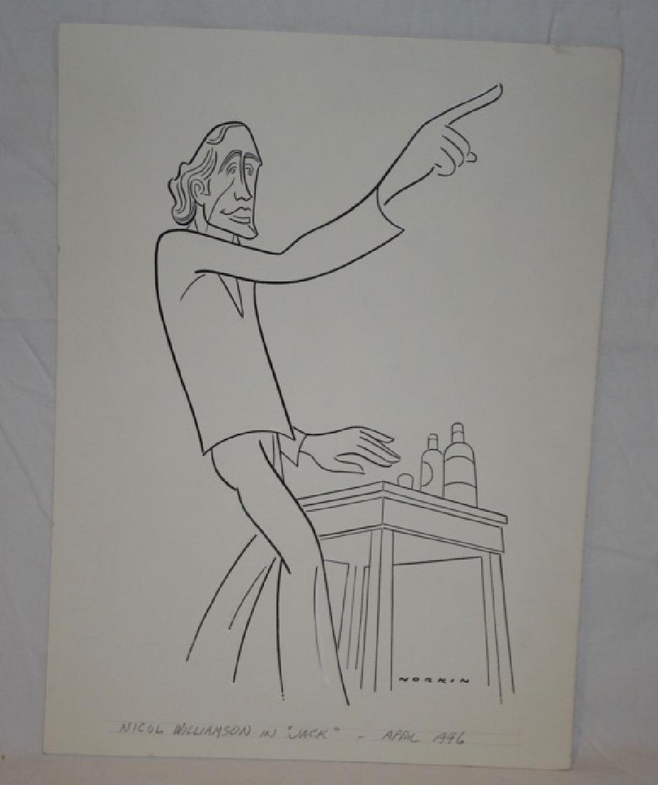 Sam Norkin Pen and Ink Illustration Sgd: Signed Norkin. Nicol Williamson in "Jack" - April 1996. 16" x 12"