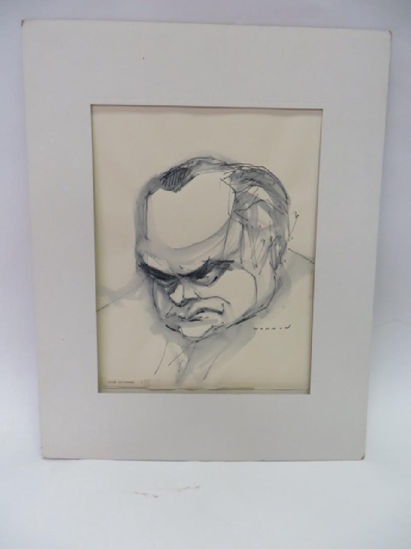 Sam Norkin Watercolor. Jose Quintero: Note at the reverse in Sam Norkin's writing Drawn at the Drama Desk Luncheon Signed. 13" x 10"