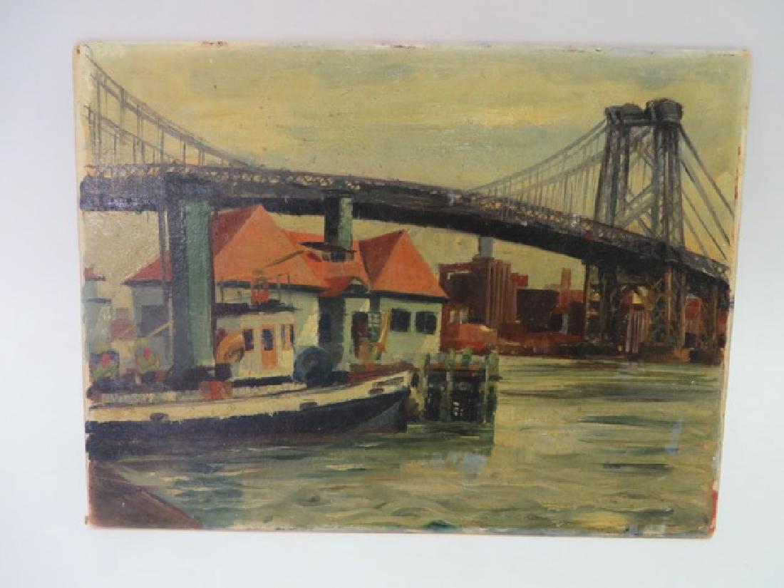 Oil on Board. Brooklyn Bridge. (1 of 2)