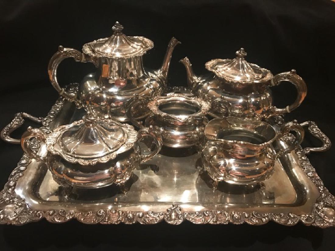 Fancy Silverplated Teaset on Tray (1 of 2)