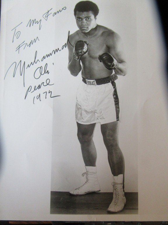 Muhammed Ali Autographed 1972 Photo: Signed To My Fans From Muhammed Ali Peace 1972 8 by 10