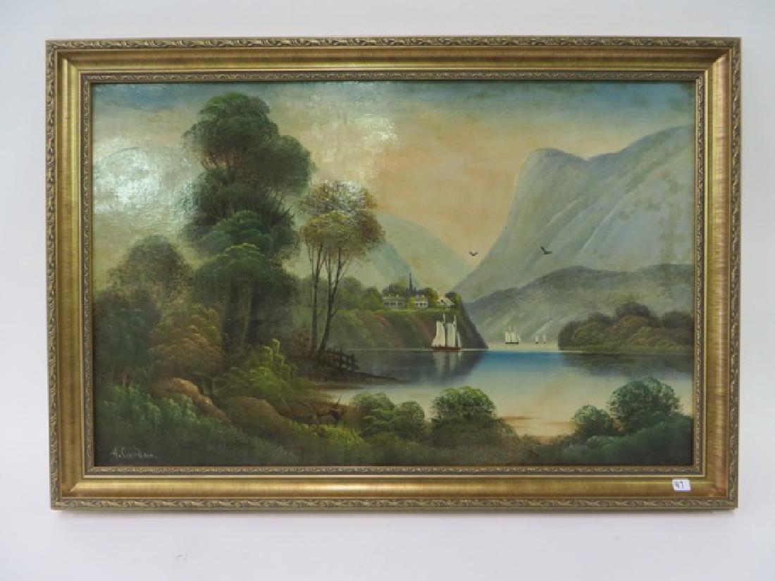 H. Gordon. Oil. Hudson River Scene. Sgd. (1 of 4)