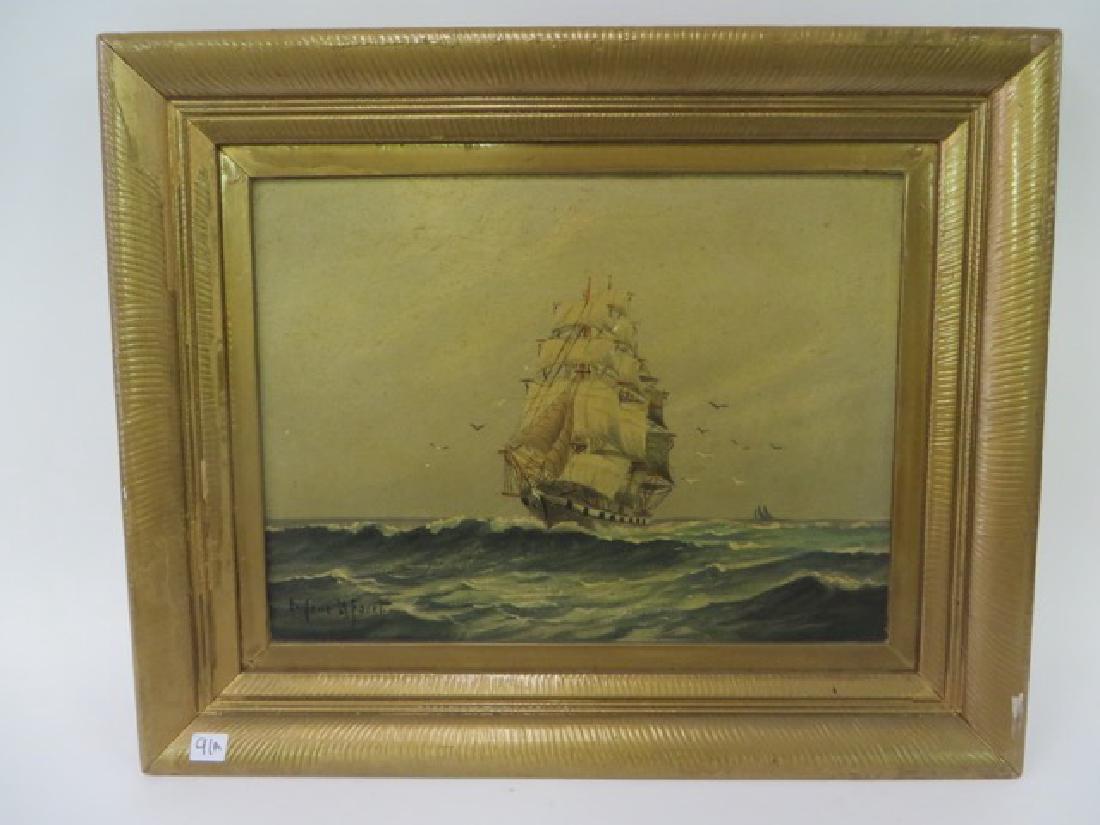 Eugene La Foret . Oil. Sailing Ships. Sgd. (1 of 4)