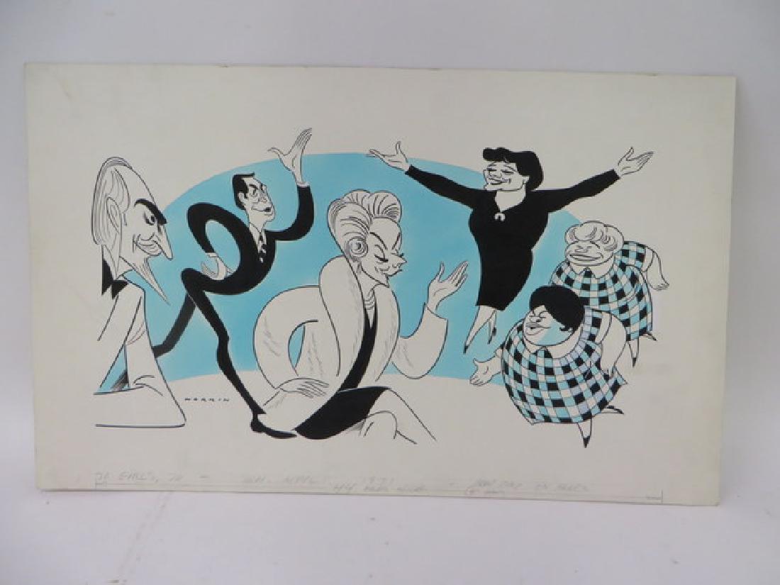 Sam Norkin Original Pen and Ink Sgd.: 70 Girls, 70. Sun. April 11, 1971. Signed Norkin 16"h. x 27"W