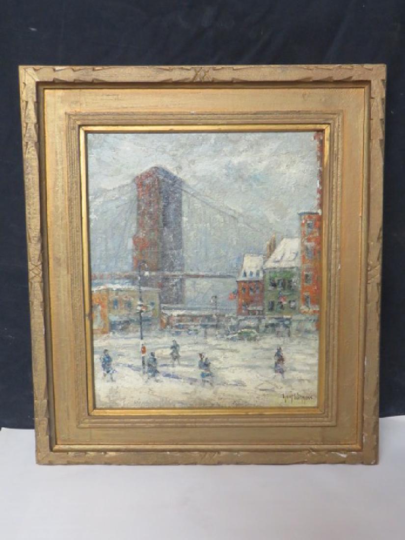 Guy Wiggins. Oil. "Brooklyn Bridge" Sgd. (1 of 6)