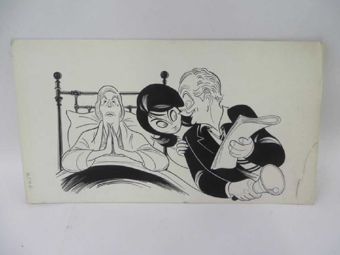 Sam Norkin. Original Illustration. Sgd.: Signed Norkin Art Carney. Bent L. R. illustration will be visible in photo. 15"H. x 28"W.