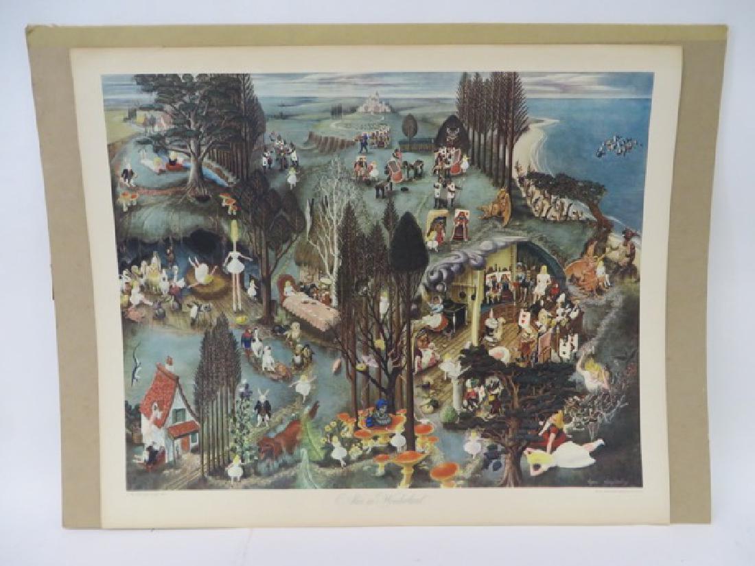 Ayres Houghtelling. Alice in Wonderland: Limited Edition. Color Rendition C.1947 by Art-Told Tales Inc. Beck Gravures. U.S.A Unframed. 23" x 31 1/2"