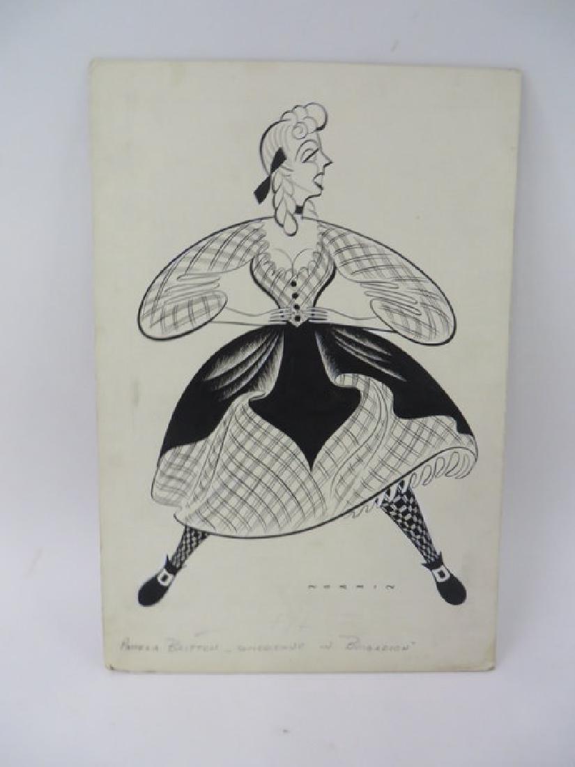 Sam Norkin. Original Illustration. Sgd.: Pamela Britton in Brigadoon. Signed Norkin 14"H. x 9 1/2"W.