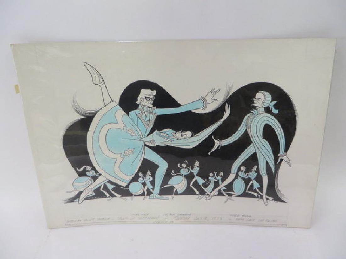 Sam Norkin. Original Illustration. Sgd.: American Ballet Theatre. Tales of Hoffmann. Sunday, July 8, 1973. Jonas Kage, Cynthia Gregory, Gayle Young. Signed Norkin 17" x 25"