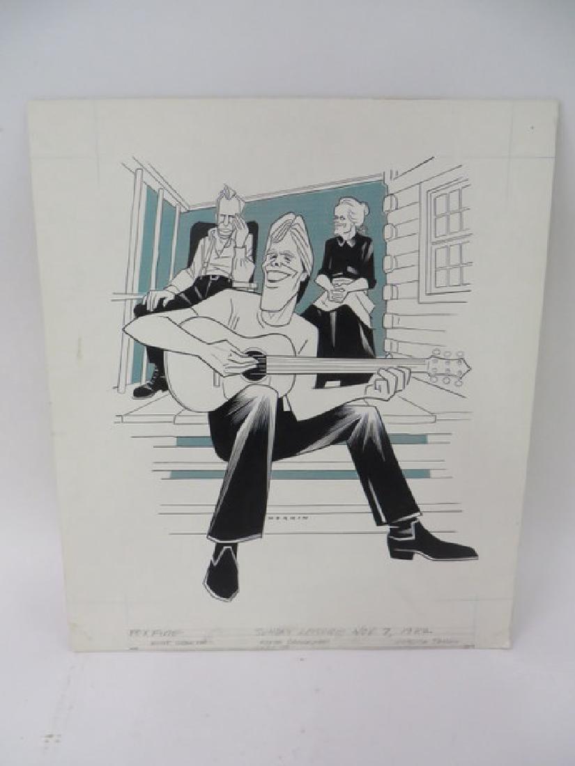 Sam Norkin. Original Illustration. Sgd.: Foxfire. Sunday Leisure,. Nov. 7, 1982, Hume Cronyn, Keith Carradine, Jessica Tandy. Signed. 19" x 16 1/2