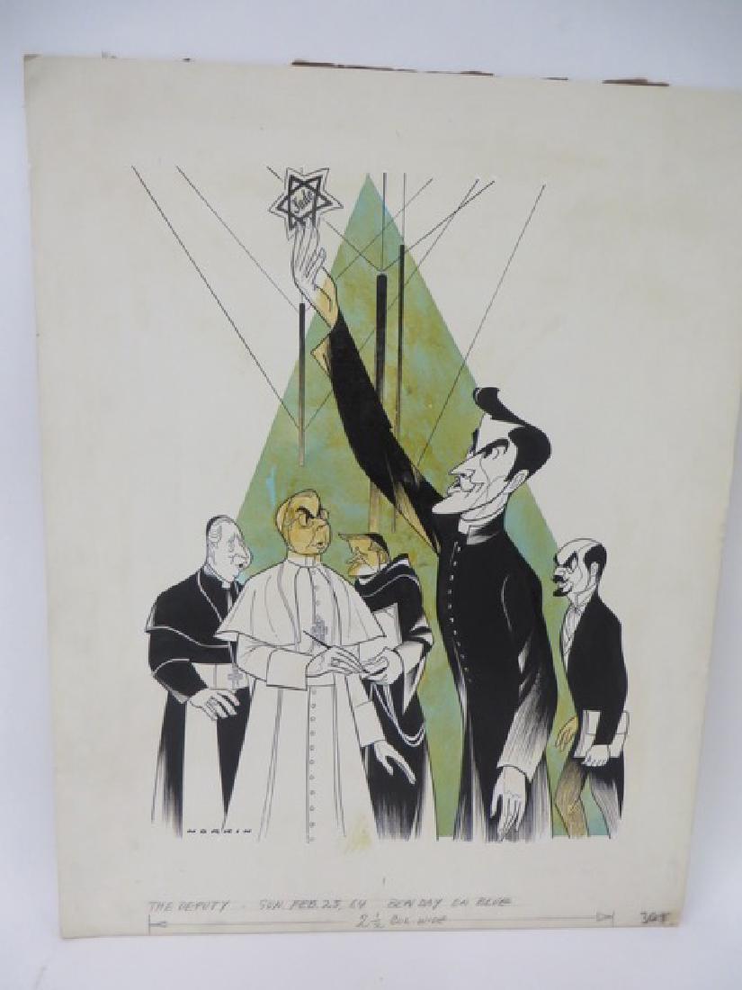 Sam Norkin. Original Illustration. Sgd.: The Deputy. Feb. 23, 1964. Signed Norkin. 22 x 18