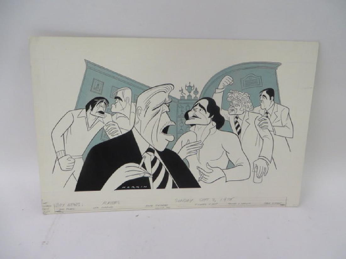 Sam Norkin. Original Illustration. Sgd.: City News: Players. Sunday, Sept. 3, 1978. Tom Flagg, Rex Robbins, Fred Gwynn, Michael O'Hare, Thomas A. Carlin, Gene Rupert. 15" x 24"